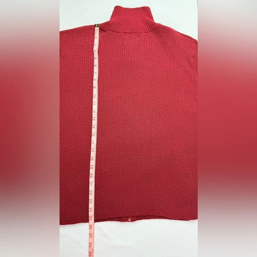 Chico’s Design Red Zipper Front Sweater Pockets Size Large
